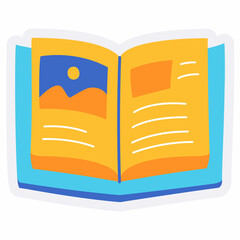 book read write knowledge insight thought journal single isolated icon with sticker outline cut style