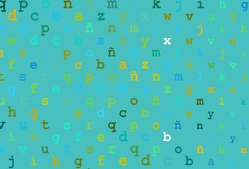 Light blue, yellow vector pattern with ABC symbols.