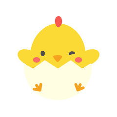 cartoon little chick Hatched eggs on Easter. decorate greeting cards for children