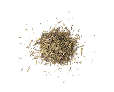 Heap of dried Thyme isolated on white