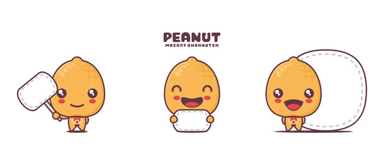 peanut cartoon illustration, with blank board banner