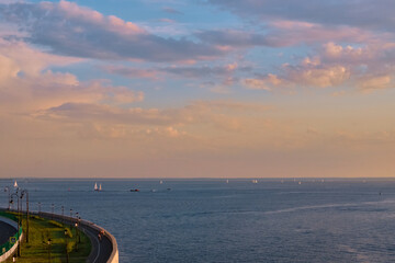 Saint-Petersburg, Russia - Jun 09, 2021: The Gulf of Finland at sunset.