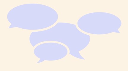 DIALOGUE. Four speech bubble. PASSION for the language and the communication. Conversation. Retro toned style. ILLUSTRATION. Elegant clear beige color fund. 