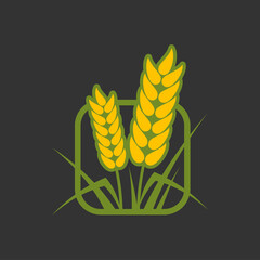 Cereal ear and spike icon. Farming harvest and agriculture industry symbol, beer production or bakery shop vector emblem with wheat, rye or barley ear, rice, millet stalk and leaves