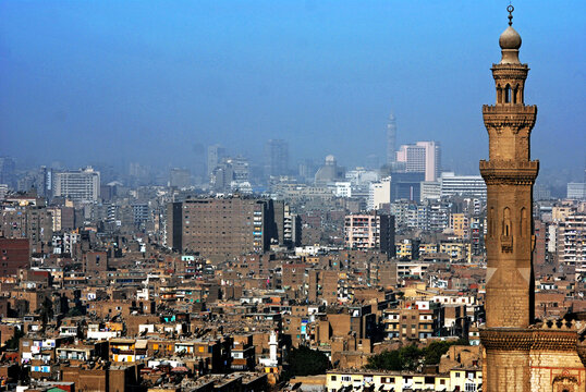 Polui&ccedil;&atilde;o do ar na cidade do Cairo. Egito.