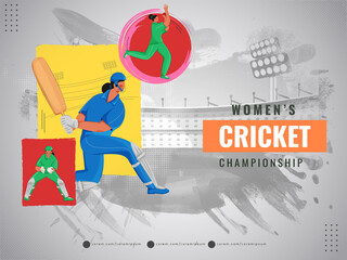 Women's Cricket World Championship Concept. 