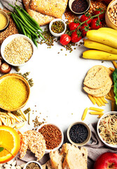 Best Sources of Carbs on a white background.