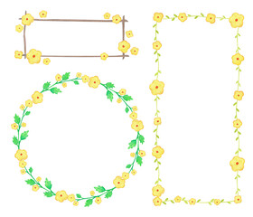 three kinds of yellow flower illustration frame