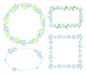 Four kinds of blue flower illustration frame