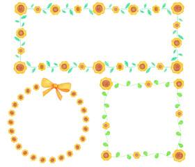 three kinds of sunflower illustration frame