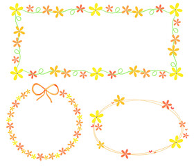 three kinds of spring flower illustration frame