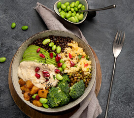 Budha bowl on dark background.