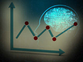3d rendering Stock market online business concept. business Graph 