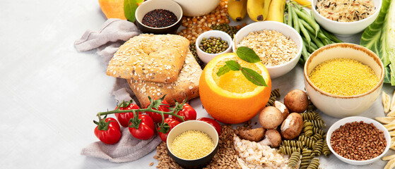 Best Sources of Carbs on a white background.