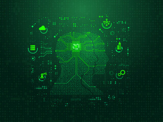 Obraz premium 2d illustration Abstract futuristic electronic circuit technology background