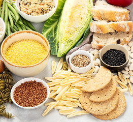 Best Sources of Carbs on a white background.
