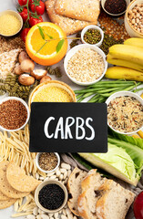 Best Sources of Carbs on a white background.