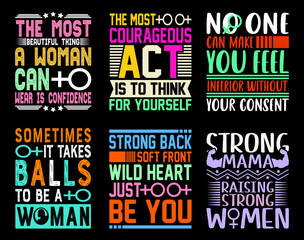 Obraz premium International women’s day t-shirt designs bundle, women’s day bundle sublimation, women’s day vector illustration, women’s day 8 march graphic design