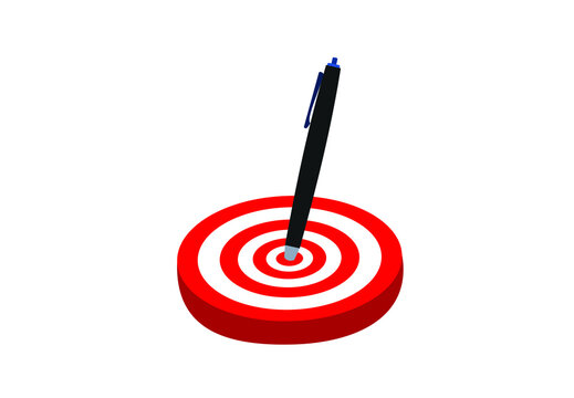 Pen hit centre target board, business success concept