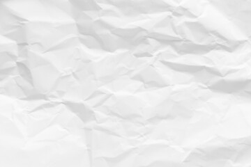 White crumpled paper texture background.