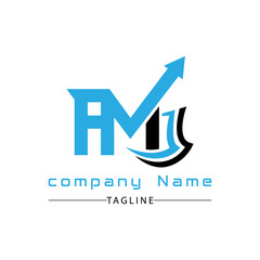 simple initial dynamic AM  letter logo design for marketing and financial business logo