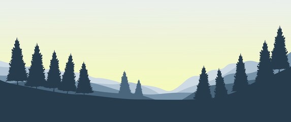 Mountain layers landscape with or without trees editable vector design concept can be used for background, backdrop, banner, nature banner, adventure banner, ads or website background or banner.
