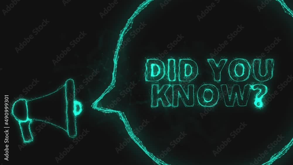 Aufkleber Megaphone banner with speech bubble and text did you know. Plexus style of green glowing dots and lines