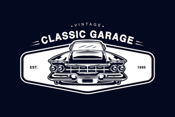 classic garage badge logo vector design