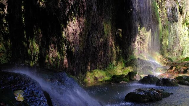 Famous Kursunlu Waterfalls in Antalya. Kursunlu selalesi. Green heaven hidden in the forest. Spring landscape in the forest.