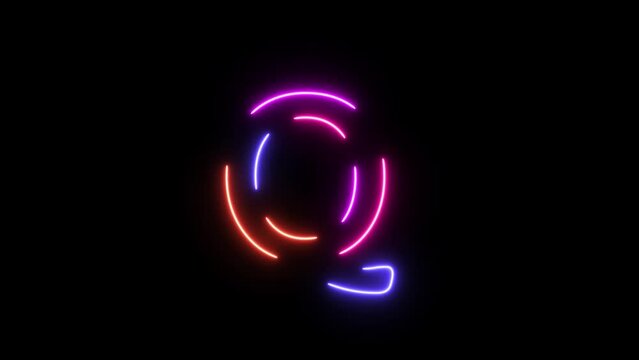 Energy Four Color Neon Filing Effect Alphabet Q