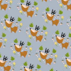 Cute and beautiful deer seamless pattern. pattern For valentine,bed sheets, cover bed, baby pajamas, print, packaging, decoration, wallpaper and design