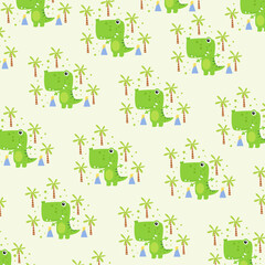 Green cute tirex seamless pattern. pattern For valentine,
bed sheets, cover bed, baby pajamas, print, packaging, decoration, wallpaper and design