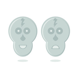 Vector image of two skulls with different emotions