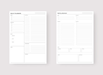 Daily planner template. Set of planner and to do list. Modern planner template set. Vector illustration. 