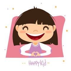 The child is a girl. A happy child. Vector illustration. Framed portrait. Character.