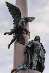 Fototapeta premium LVIV, UKRAINE - February, 2022: Monument To Adam Mickiewicz.