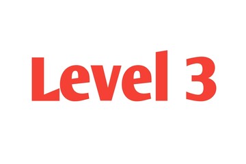 Level 3 sign in Red isolated on white background, 3d illustration