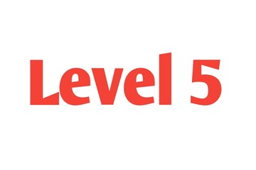 Level 5 sign in Red isolated on white background, 3d illustration