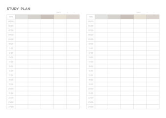 Note, scheduler, diary, calendar planner document template illustration. study plan form.