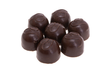 cherry with liquor in chocolate isolated