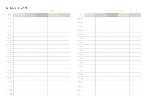 Note, scheduler, diary, calendar planner document template illustration. study plan form.