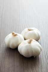 Fresh garlic on wooden table