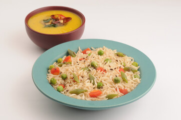 Brown rice pulao with daal tadka