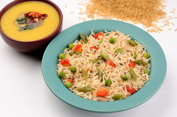 Brown rice pulao with daal tadka