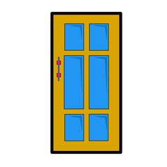 blue brown door vector icon simple flat design illustration