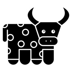Cow Icon Cartoon. Mammal farm animal Character Symbol Vector
