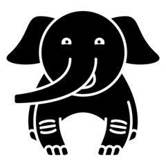 Elephant Icon Cartoon. Wildlife Animal Zoo Character Symbol Vector
