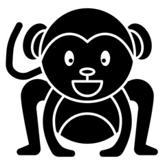 Monkey Icon Character Cartoon. Donkey Mammal Symbol Vector
