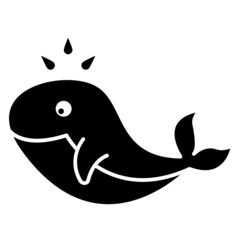 Whale Icon Character Cartoon. Ocean Mammal Symbol Vector
