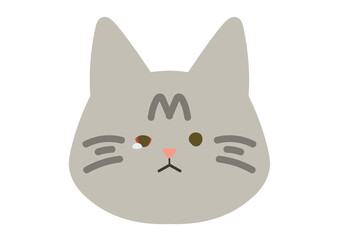 結膜炎にかかって目が赤くなったネコのイラスト